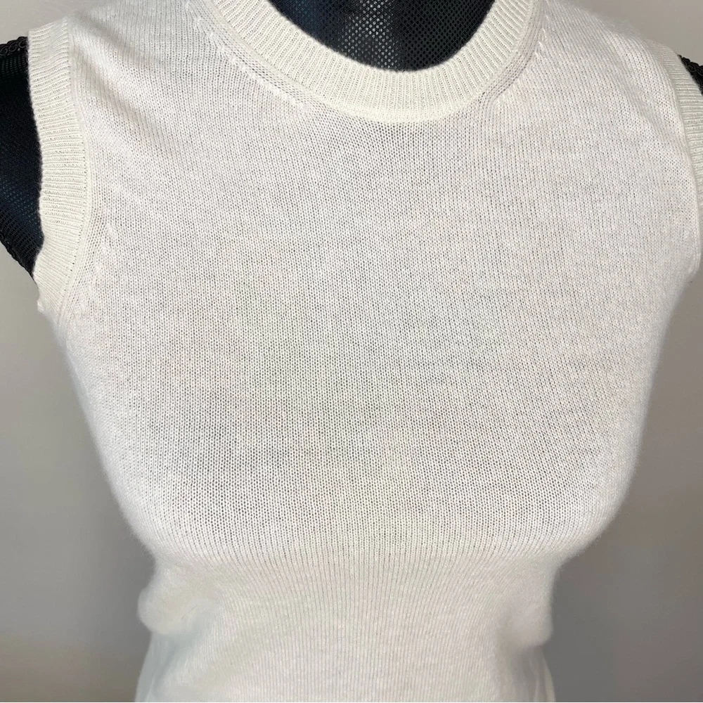 Ralph Lauren Top Sleeveless Tank Cashmere Luxury Purple Label Cream Ivory Small - Picture 2 of 12